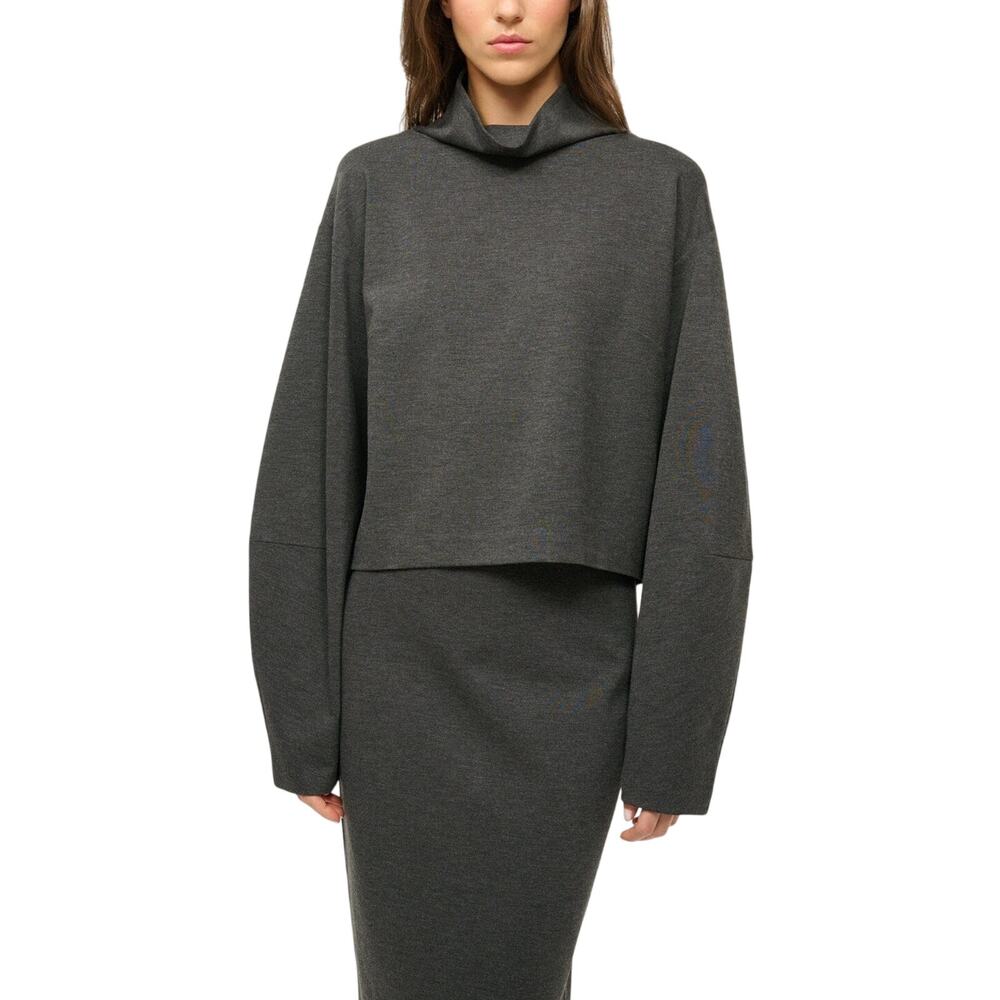 Staud Cropped Grey Binoche Top Shirt Size L